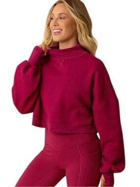 Blogilates Marshmallow Mockneck Sweatshirt - Size Medium - Burgundy